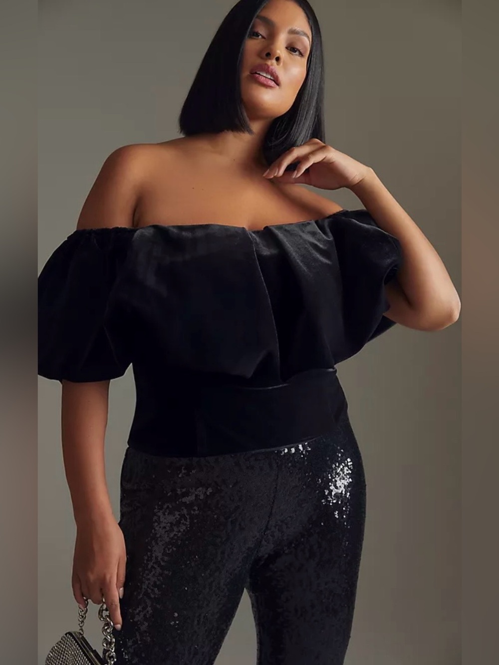 NWT Hutch Anthropologie size 0 black velvet corset top off the shoulder shirt